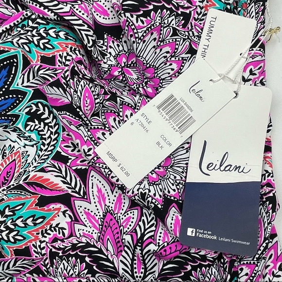 Leilani Beach House Lux Ruched Side Tankini Top in Vivid Floral Paisley Print - Picture 6 of 7